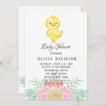 Boho Easter Chicken Waterverf Florals Baby shower