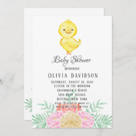 Boho Easter Chicken Waterverf Florals Baby shower Kaart
