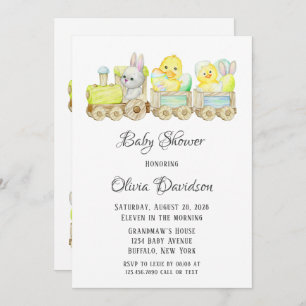 Boho Easter Chicks Cho Cho Train Baby shower Invit Kaart