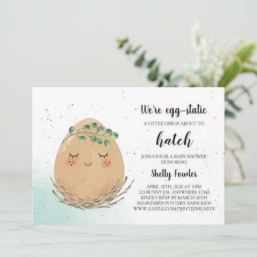 Boho Easter Egg Baby shower Invitation - bruine ei Kaart (Staand voorkant)