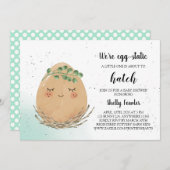 Boho Easter Egg Baby shower Invitation - bruine ei Kaart (Voorkant / Achterkant)