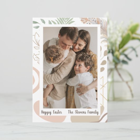 Boho Easter Kaart, flatfoto, afdrukbaar Feestdagenkaart (Staand voorkant)