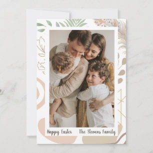 Boho Easter Kaart, flatfoto, afdrukbaar Feestdagenkaart