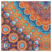 Boho Eclectic Kaleidoscopic Mosaic Hip Blauwgroen  Stof (Close Up)