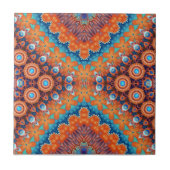 Boho Eclectic Kaleidoscopic Mosaic Hip Blauwgroen Tegeltje (Voorkant)
