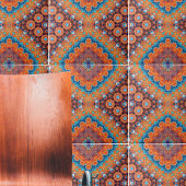 Boho Eclectic Kaleidoscopic Mosaic Hip Blauwgroen  Tegeltje