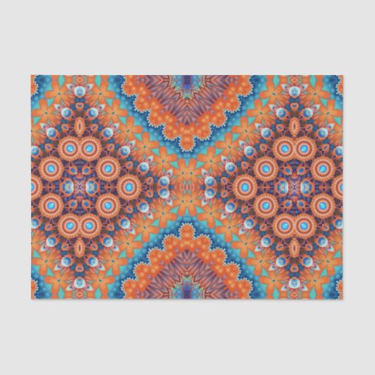 Boho Eclectic Kaleidoscopic Mosaic Hip Blauwgroen  Tissuepapier (Voorkant)