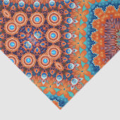 Boho Eclectic Kaleidoscopic Mosaic Hip Blauwgroen Tissuepapier (Detail)