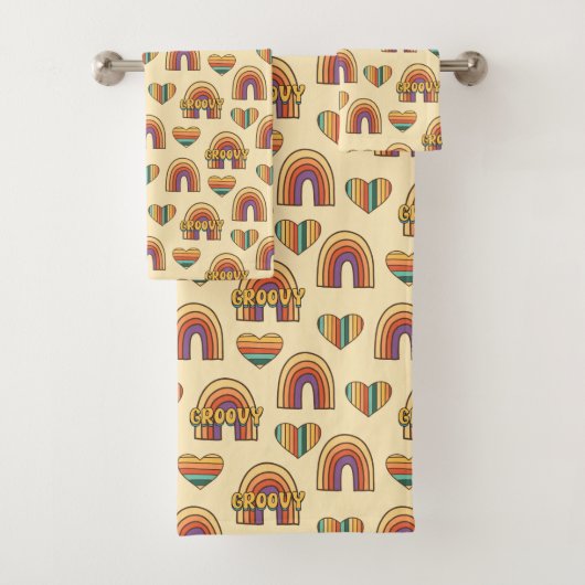 Boho Eclectic Towel 70s Retro Vibes for Bath Bad Handdoek (Insitu)