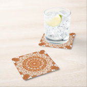 Boho eclectisch Tibetaans geïnspireerd Oranje Mand Kartonnen Onderzetters (Insitu)