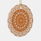 Boho eclectisch Tibetaans geïnspireerd Oranje Mand Keramisch Ornament (Rechts)