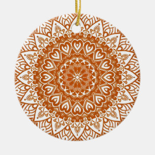 Boho eclectisch Tibetaans geïnspireerd Oranje Mand Keramisch Ornament