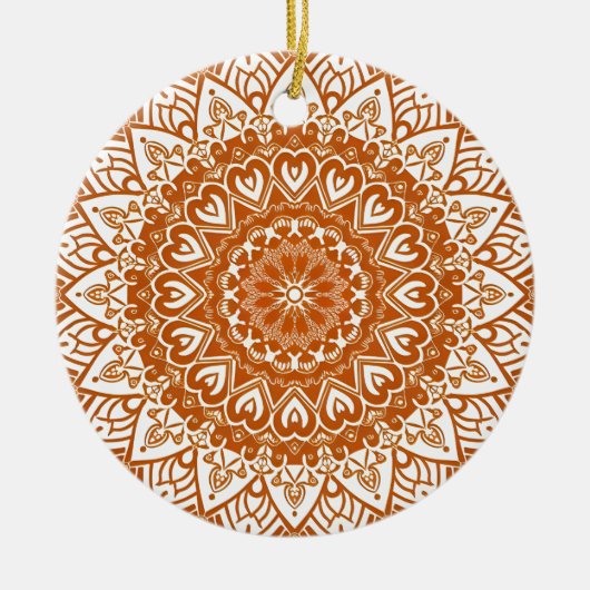 Boho eclectisch Tibetaans geïnspireerd Oranje Mand Keramisch Ornament (Voorkant)