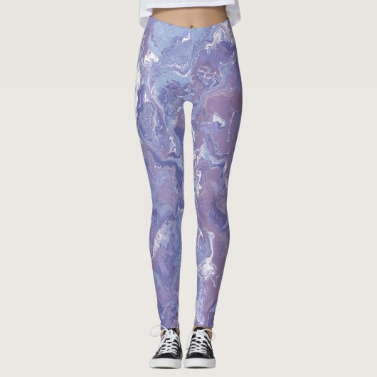 Boho eclectisch zacht Paarse digitaal Abstract mar Leggings (Voorkant)