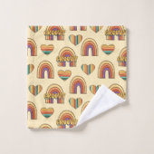 Boho Eclectische Handdoek 70s Retro Vibe voor Bad (Wasdoekje)