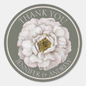 Boho Ecru Waterverf Bloemen Bruiloft Favor  Ronde Sticker (Voorkant)