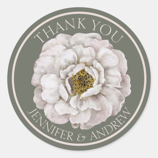 Boho Ecru Waterverf Bloemen Bruiloft Favor Ronde Sticker (Voorkant)