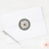 Boho Ecru Waterverf Bloemen Bruiloft Favor Ronde Sticker (Envelop)