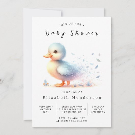 Boho Editable Duck Baby Shower Kaart (Voorkant)