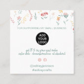 Boho editable floral patroon order bedankt vierkante visitekaartje (Achterkant)