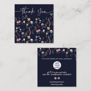 Boho editable floral patroon order bedankt vierkante visitekaartje