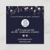 Boho editable floral patroon order bedankt vierkante visitekaartje (Achterkant)