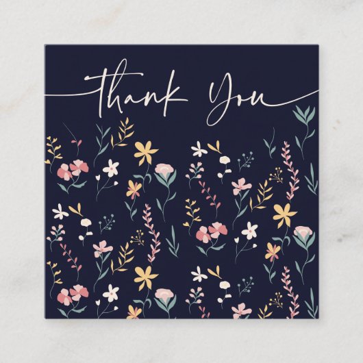 Boho editable floral patroon order bedankt vierkante visitekaartje (Voorkant)