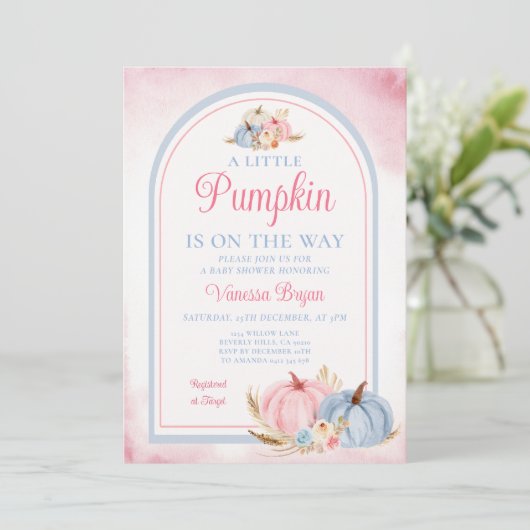 Boho Een beetje pompoen is op weg naar het Baby sh Kaart (Staand voorkant)