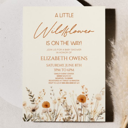 Boho Een beetje Wildflower Wild Flower Baby shower Kaart