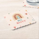 Boho Een eerste Verjaardag Regenboog Kartonnen Onderzetters (Gebogen)