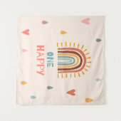 Boho Een eerste Verjaardag Regenboog Wandkleed (Voorkant (horizontaal))