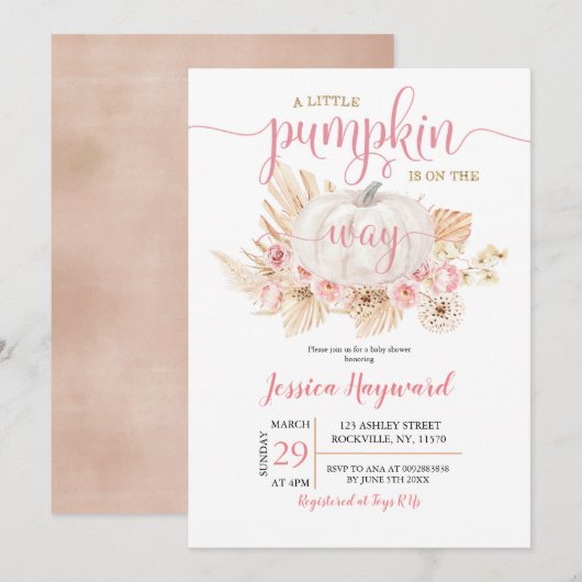 Boho een kleine pompoen is onderweg naar het Baby  Kaart (Voorkant / Achterkant)