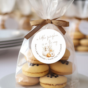 Boho Een kleine pompoen is op weg Bedankt Baby sho Ronde Sticker