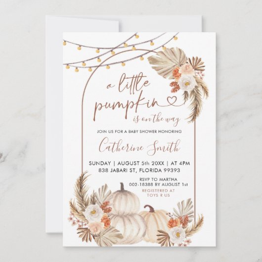 Boho Een kleine pompoen is op weg naar het Baby sh Kaart (Voorkant)