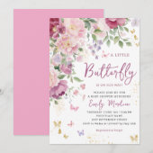 Boho Een Kleine Vlinder Bloemen Meisje Baby shower Kaart (Voorkant / Achterkant)