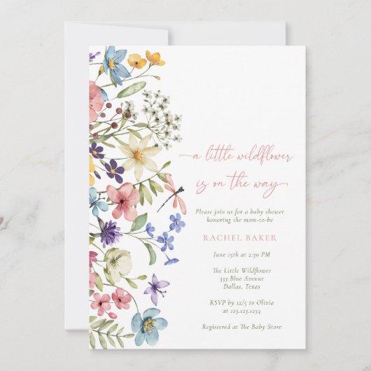 Boho Een Kleine Wildflower Meisje Baby shower Kaart (Voorkant)