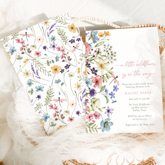 Boho Een Kleine Wildflower Meisje Baby shower Kaart