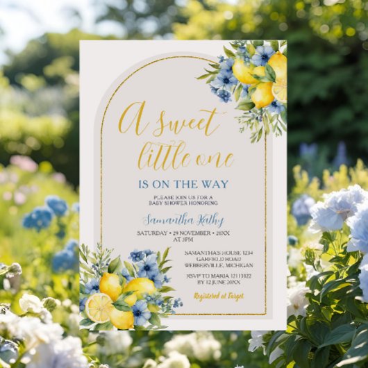 Boho Een lief klein citroen bloemig Baby shower Kaart