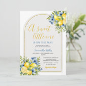 Boho Een lief klein citroen bloemig Baby shower Kaart (Staand voorkant)