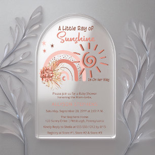 Boho Een Straaltje Zonneschijn Meisje Baby Shower Acryl Uitnodigingen