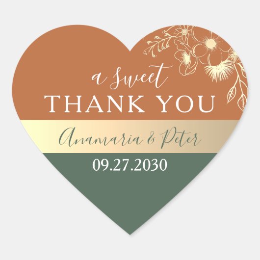 Boho Een Zoete Dankjewel Bruiloftsgeschenk Hart Sticker (Voorkant)