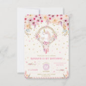 Boho Eenhoorn Verjaardag Bloemen Meisje 21e Verjaa Kaart (Voorkant)