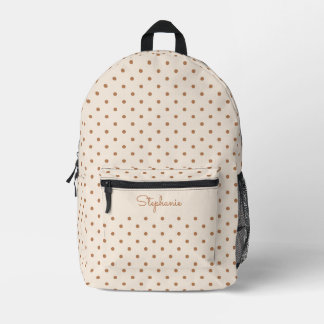 Boho Eenvoudig Modern Neutraal Stip Beige Naam Bedrukte Rugzak