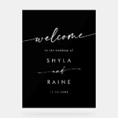 Boho Eenvoudig Modern Wit Zwart Trouw Welkom Acryl Bord (Voorkant)