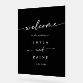 Boho Eenvoudig Modern Wit Zwart Trouw Welkom Acryl Bord (Hoek)