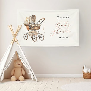 Boho Eenvoudig Vervoer Bloemneutraal Baby shower Spandoek