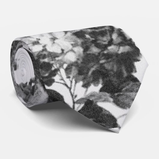 Boho , eenvoudig zwart wit floreel stropdas (Opgerold)