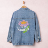 Boho eenvoudige bloem toekomst mevrouw achternaam denim jacket (Hangar)