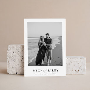 Boho Eenvoudige Elegante Tekst en Foto Bruiloft Save The Date