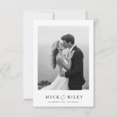 Boho eenvoudige elegante tekst en foto bruiloft save the date (Voorkant)